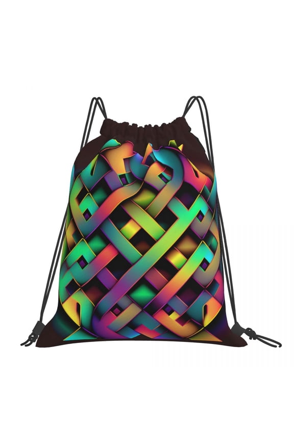Luminous Plaid Backpacks Fashion Portable Drawstring Bags Drawstring Bundle Pocket Sports Bag Book Bags For Travel School