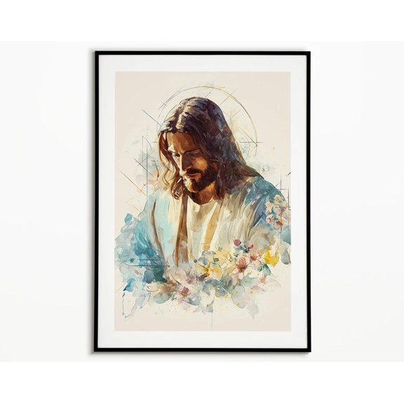 Luminous Portrait Jesus Christ Radiant Christian Wall Art Spiritual Faith Home Decor Unframed Paper Print