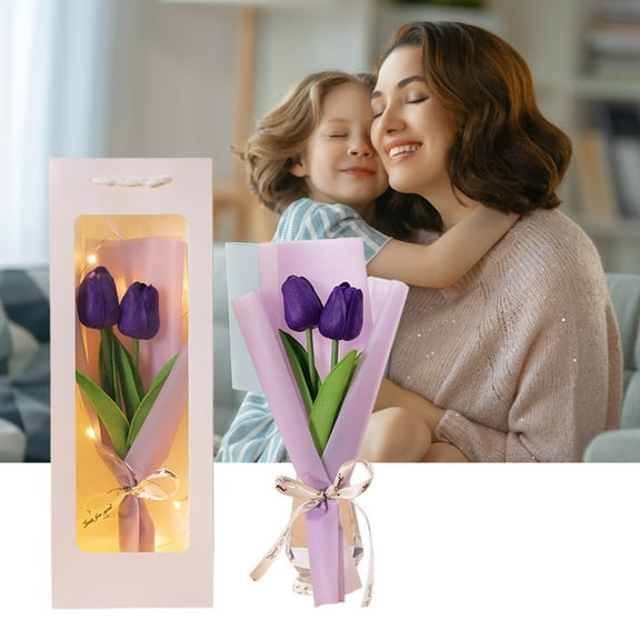 Luminous Preserved Soap Flower Bouquet | Handheld LED Rose Arrangement | Real Long-Lasting PVC Flowers | Gift Boxed for Mother's Day, Birthday, Anniversary | 1 Piece | 14.17x5.12x3.35in