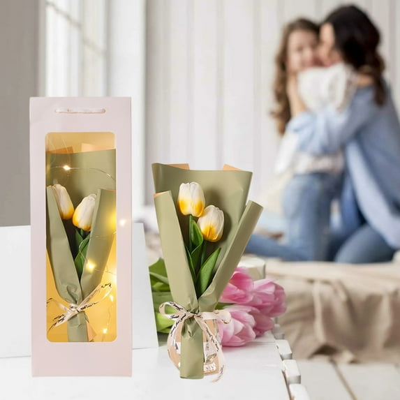 Luminous Preserved Soap Flower Bouquet | Handheld LED Rose Arrangement | Real Long-Lasting PVC Flowers | Gift Boxed for Mother's Day, Birthday, Anniversary | 1 Piece | 14.17x5.12x3.35in