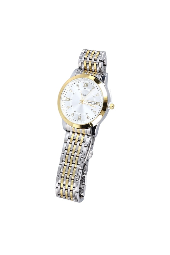 Luminous Quartz Sports Wristwatch with Date Dial Anti Scratch Alloy Case Steel Link Bracelet for Outdoor Running Workouts Track 5.9 Inches / 15 cm