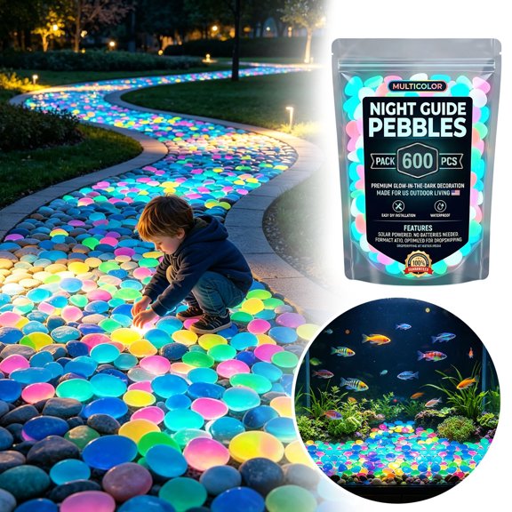 Luminous Resin Pebbles 600pcs Glow In The Dark Garden Stones Light Up Walkway Path Decor Waterproof Glowing Rocks For Aquarium Fish Tank Succulent Planter Halloween Landscape 600Pcs