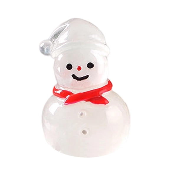 Luminous Resin Snowman Christmas Ornament, Cute Glow In The Dark Snowman with Red Scarf, Desktop Holiday Party Accessory Mini Decor Gift