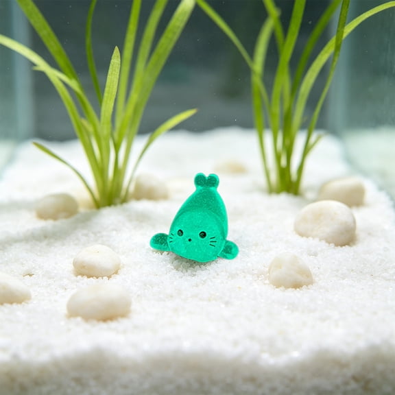 Luminous Sea Lion Figurine, Aquarium Decoration, Fish Tank Ornament, Mini Glowing Animal Statue, Cute Blue Night Light for Bettas and Shrimp Tanks, Plastic Submersible Base