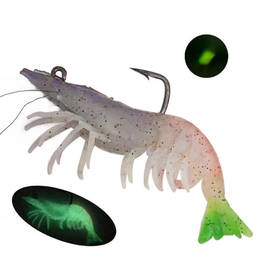 Luminous Shrimp Bait, Black Fish with Hook Bait, Soft Shrimp NEW Bait