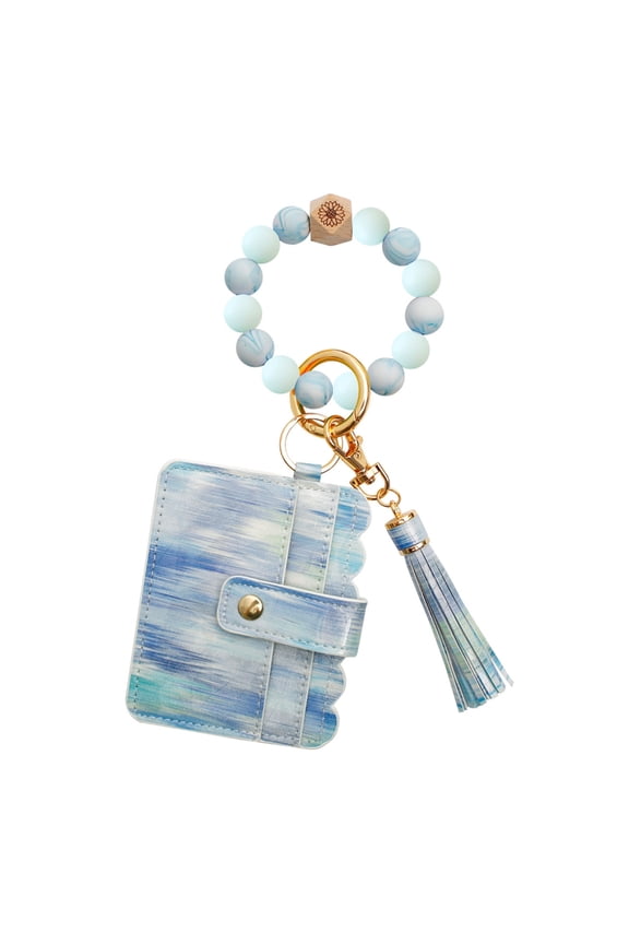 Luminous Silicone Keyring Bracelet Beaded Wrislet Keychain for Women Girl Card Wallet Car Keys Chain Holder Bangle Key