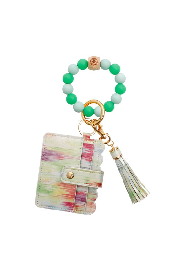 Luminous Silicone Keyring Bracelet Beaded Wrislet Keychain for Women Girl Card Wallet Car Keys Chain Holder Bangle Key