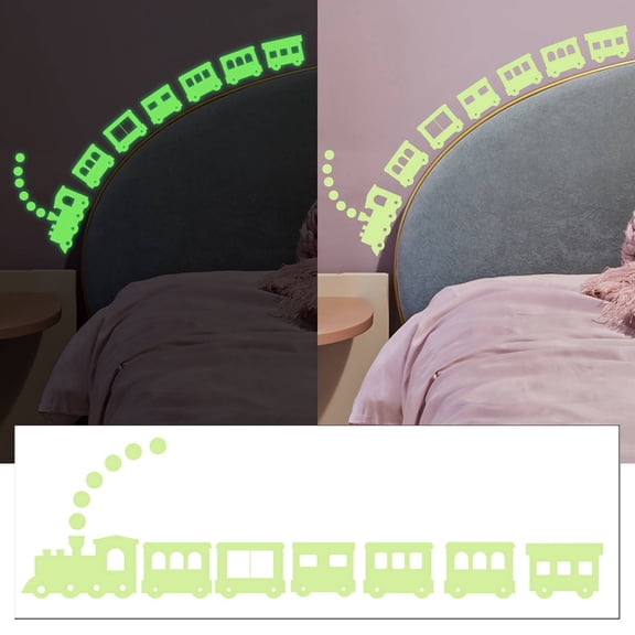 Luminous Small Train Wallpaper Background for Living Room - Wall Sticker Décor in Wall Sticker, 90 cm, Green