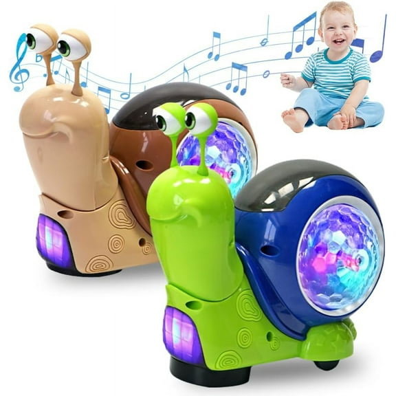 Luminous Snail Toy,2025 New Electric Snail Toy Tummy Time Crawling Snail Baby Toy Musical Toys with Light-up Music,Musical Crawling Snail Toys Interactive Sensory Toy for Home,Christmas Birthday Gift