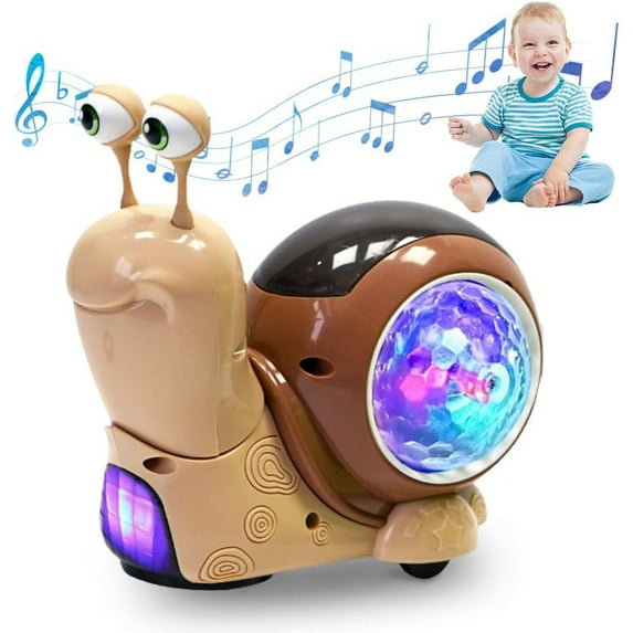 Luminous Snail Toy,2025 New Electric Snail Toy Tummy Time Crawling Snail Baby Toy Musical Toys with Light-up Music,Musical Crawling Snail Toys Interactive Sensory Toy for Home,Christmas Birthday Gift