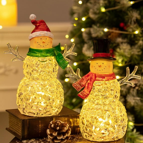 Luminous Snowman Night Light - Christmas Ornaments & Decorations with LED Glow, Battery Powered Desktop Decoration for Home Holiday Decor - Xuniizn