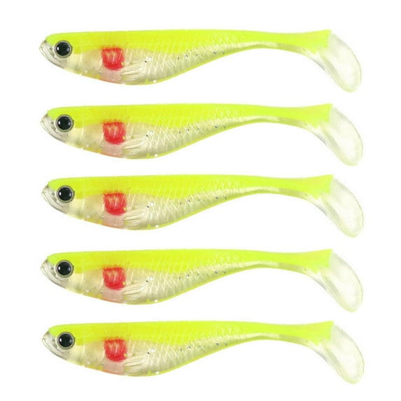 Luminous Soft Fishing Lures T Tail Swimbait Pack of 5 for Effective Night Fishing-Realistic Swimming Action,Easy Assembly-Perfect for Anglers Various Fish,C