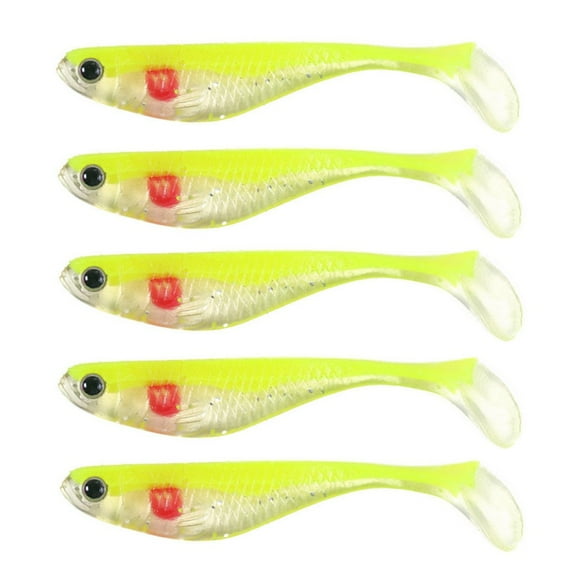 Luminous Soft Fishing Lures T Tail Swimbait Pack of 5 for Effective Night Fishing-Realistic Swimming Action,Easy Assembly-Perfect for Anglers Various Fish,C