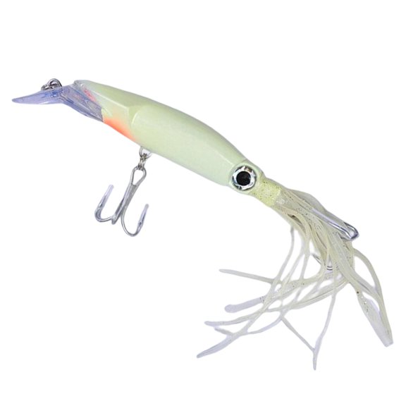 Luminous Squid Skirt Trolling 8.6in Artificial Fish, Swimming Lure Fishing Glow for Marlin, Dolphin, Tuna, Salmon, Offshore