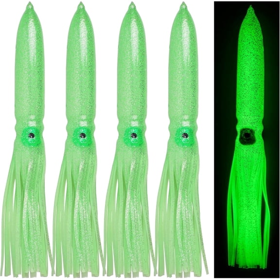 Luminous Squid Skirts Fishing Lures 11.8inch Trolling Squid Lures Skirts Glow Octopus Lures Skirts Soft Squid Baits