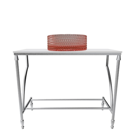 Luminous Stainless Steel Metal Vanity Set - Pink Glass Sink & Brushed Stand Base