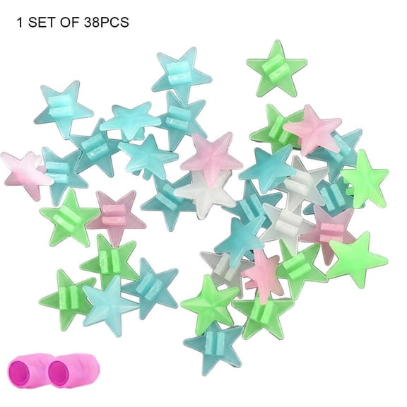 Luminous Star Bicycle Spoke Decorations with Pink Valve Caps, 36 Count