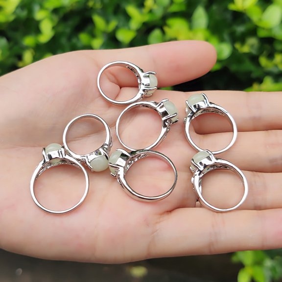 Luminous Stone Alloy Silver-Plated Ring: Color-Changing, Light-Absorbing Simple Style Unisex Ring, Inner Diameter 16-19mm
