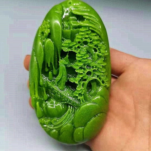 Luminous Stone Carving Landscape Palm Piece Bridge Figure Home Decor