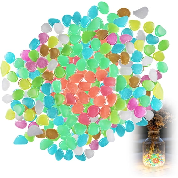 Luminous Stones - Glow in The Dark Garden Pebbles Stones Rocks, DIY Decorative Rocks for Walkway Landscape Pathway Fountain Vase Aquarium Fish Tank Outdoor Decor (Multi-Color)