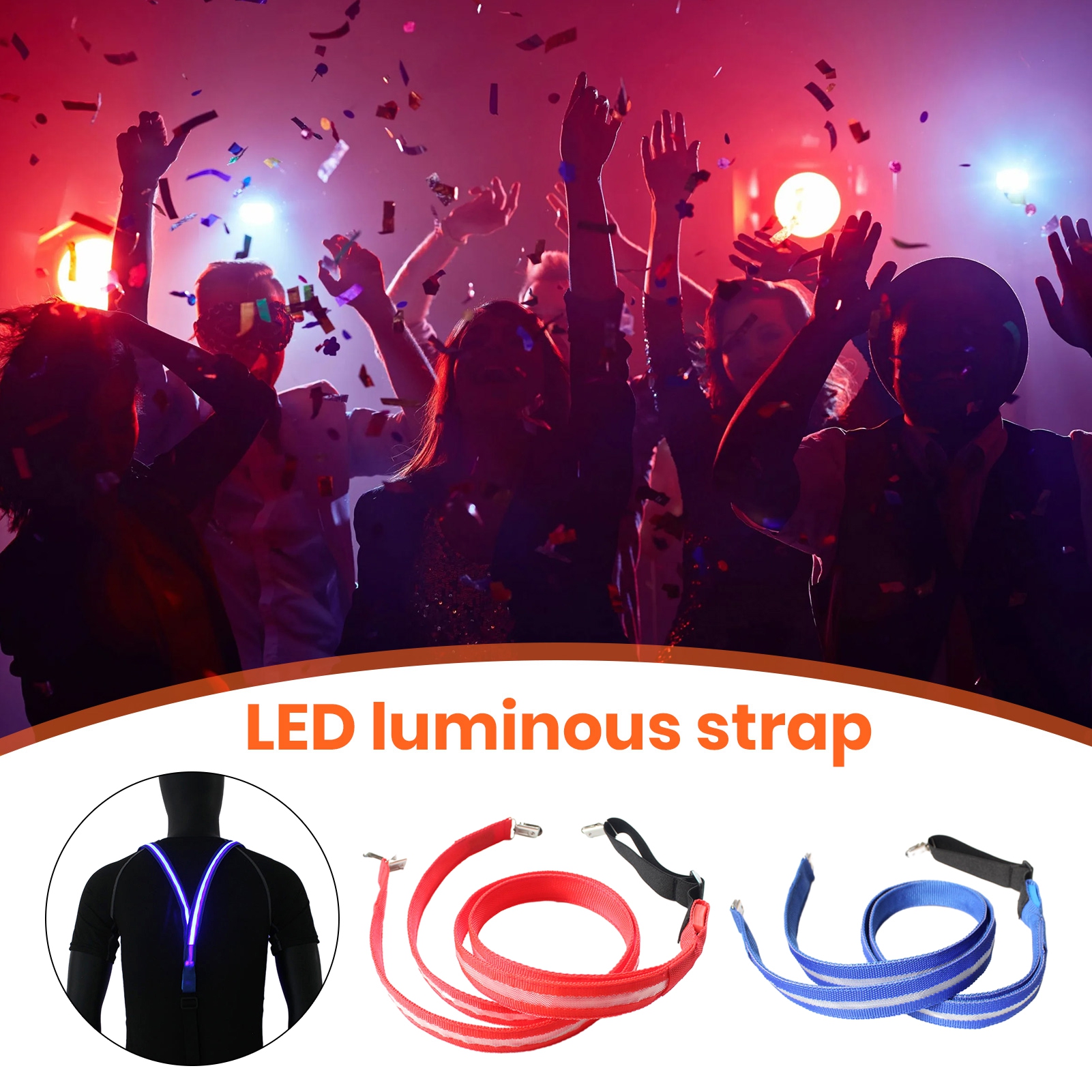 Led Webbing Luminous Strap ON/OFF Control - Built-in Battery Waterproof Personality ...