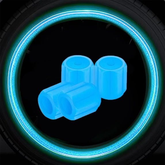 Luminous Tire Valve Caps - Glow in The Dark, ABS Material, 4pcs Set, Universal Fit, Prevent Dust & Leakage