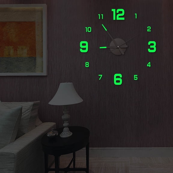 Luminous Wall Clock Sticker, Diy Glow In The Dark Frameless Clock, Acrylic Mirror, Metal, Easy Read Large Numerals, Home Office Decor