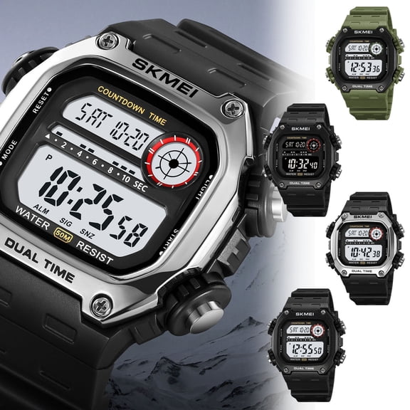 Luminous Waterproof Multifunctional Electronic Watch - Glow-in-Dark Multi-Function Watch, Water-Resistant, Stopwatch Timer Features, Perfect for Sports Outdoor Wear for Men Women Teens, 9in, C