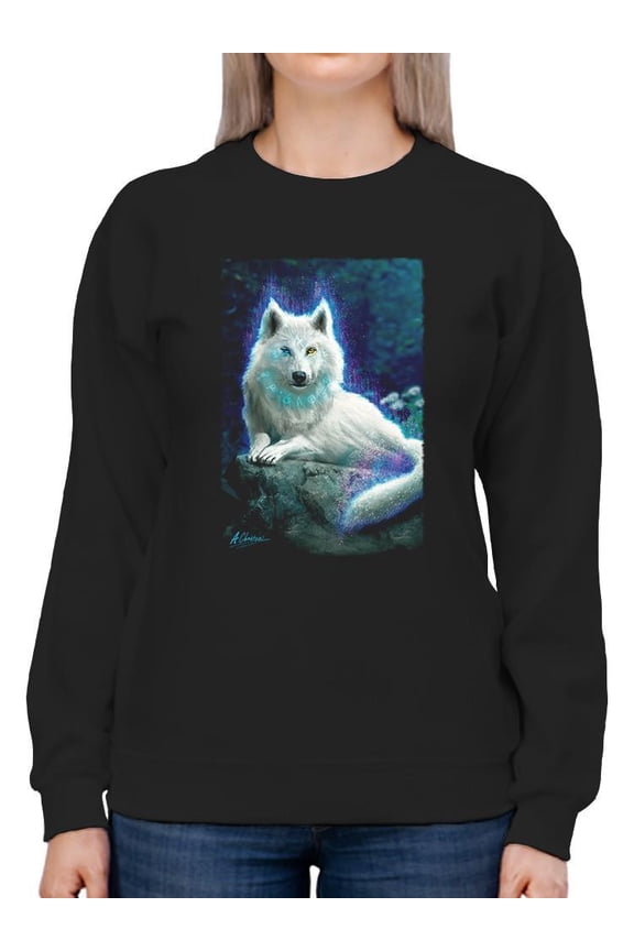 Luminous Wolf Sweatshirt Women -Anthony Chirstou Designs, Female XX-Large