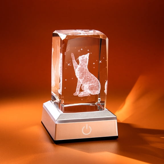 Luminous crystal night light, cube crystal carved atmosphere light, desktop decoration, holiday gifts.