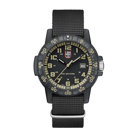 Luminox Men's 44 mm Leatherback Sea Turtle Giant Carbonox Watch XS.0333, Green/Black