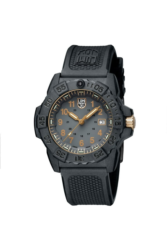 3508.Gold Men's Navy Seal Black Dial Rubber Strap Watch