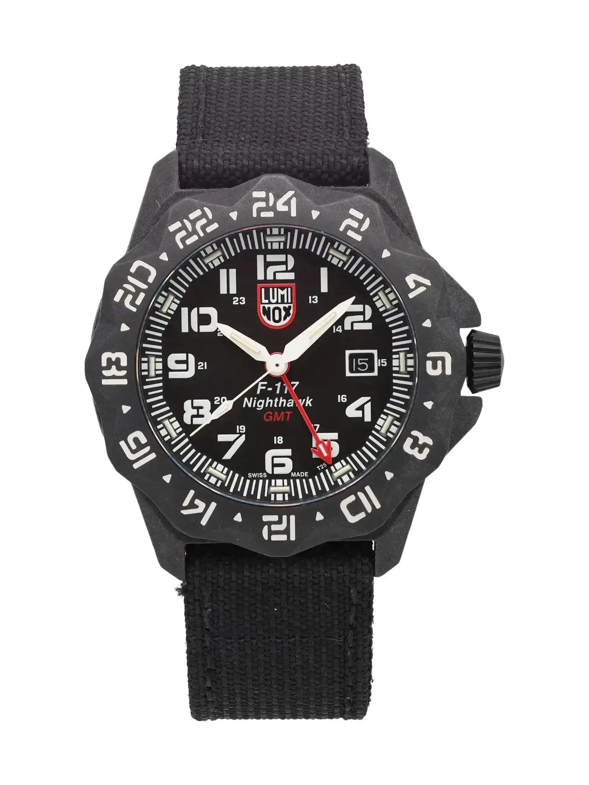 Luminox F117 Nighthawk GMT 44mm Carbon Black Dial Quartz Men Watch XA