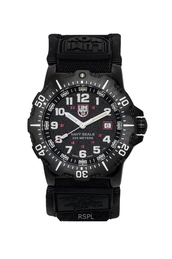 Navy Seal Military Rubber Strap Black Dial Quartz Diver's XS.4231.SET 200M Men's Watch With Gift Set