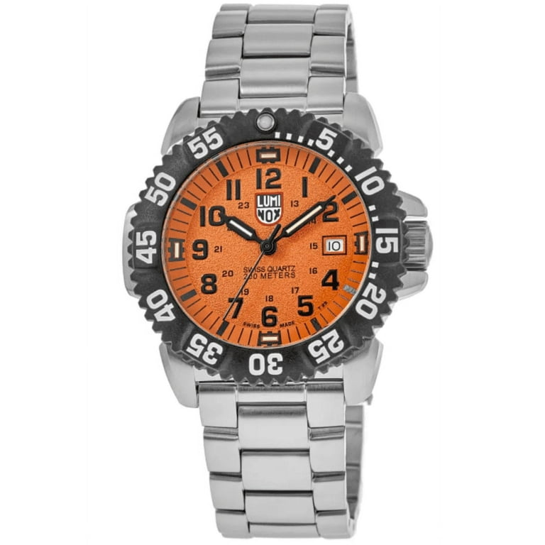 Luminox Navy Seal Quartz Diver Men's Watch, Orange Dial, Stainless