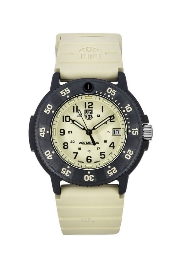 Original Navy Seal EVO Rubber Strap Beige Dial Quartz Diver's XS.3010.EVO.S 200M Men's Watch