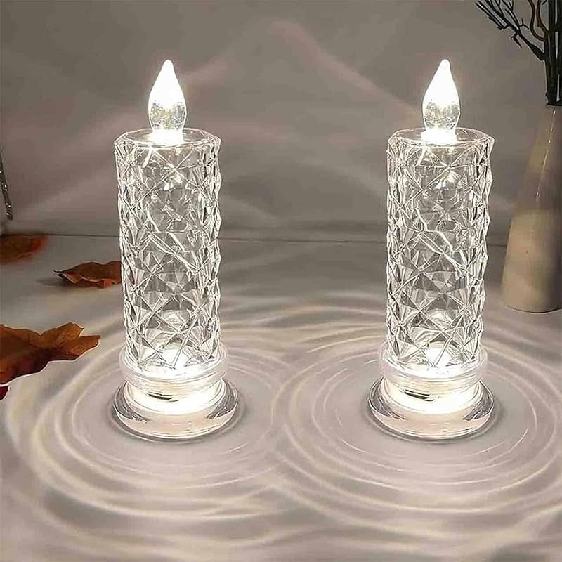 Luminoya Candles, 2/4/6pcs New Christmas Tree Led Candles, Rose Shadow Led Flameless Candles,Safe Flameless Design, Long Lasting for Valentines Christmas Decorations Home Decor (White*2)