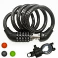 thumbnail image 1 of Lumintrail 5 Digit Resettable Combination Bike Lock with 12mm Flexible Self Coiling Braided Steel Cable, Keyless Convenience with Bike Frame Mount Bracket included - Assorted Colors, 1 of 7