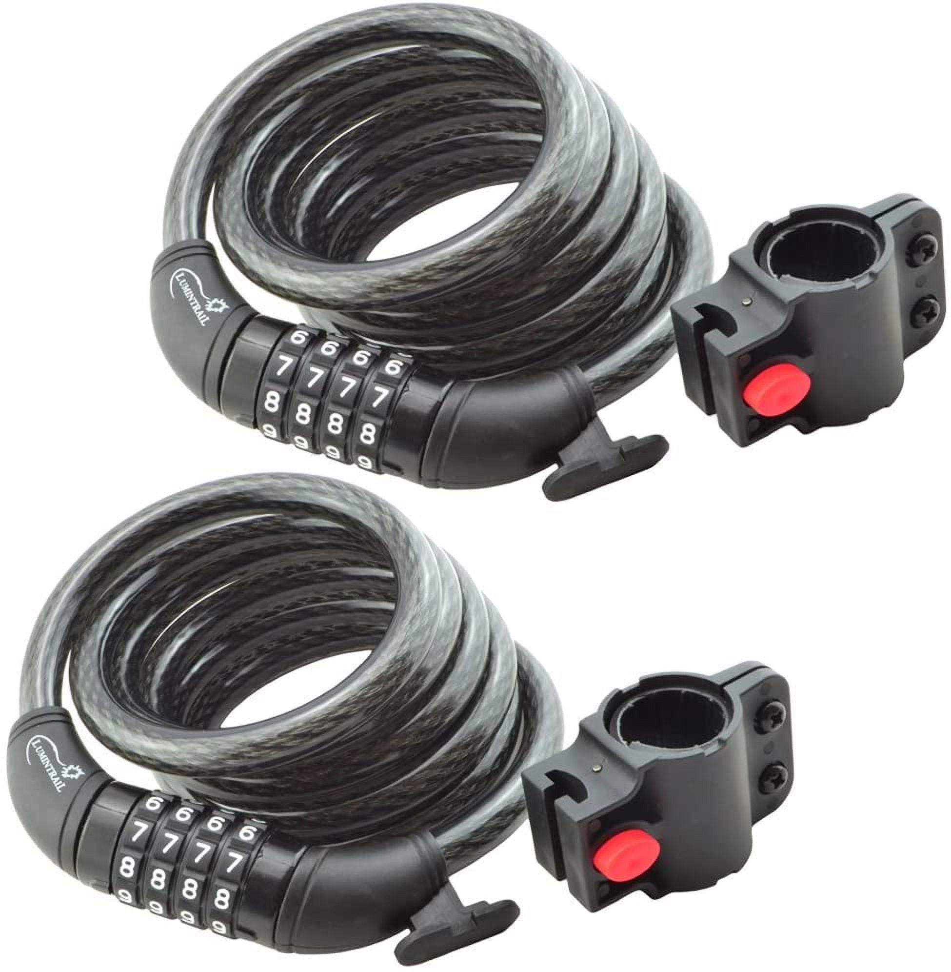 Lumintrail Bike Cable Lock 6 ft Self Coiling 12mm Braided Steel Cable