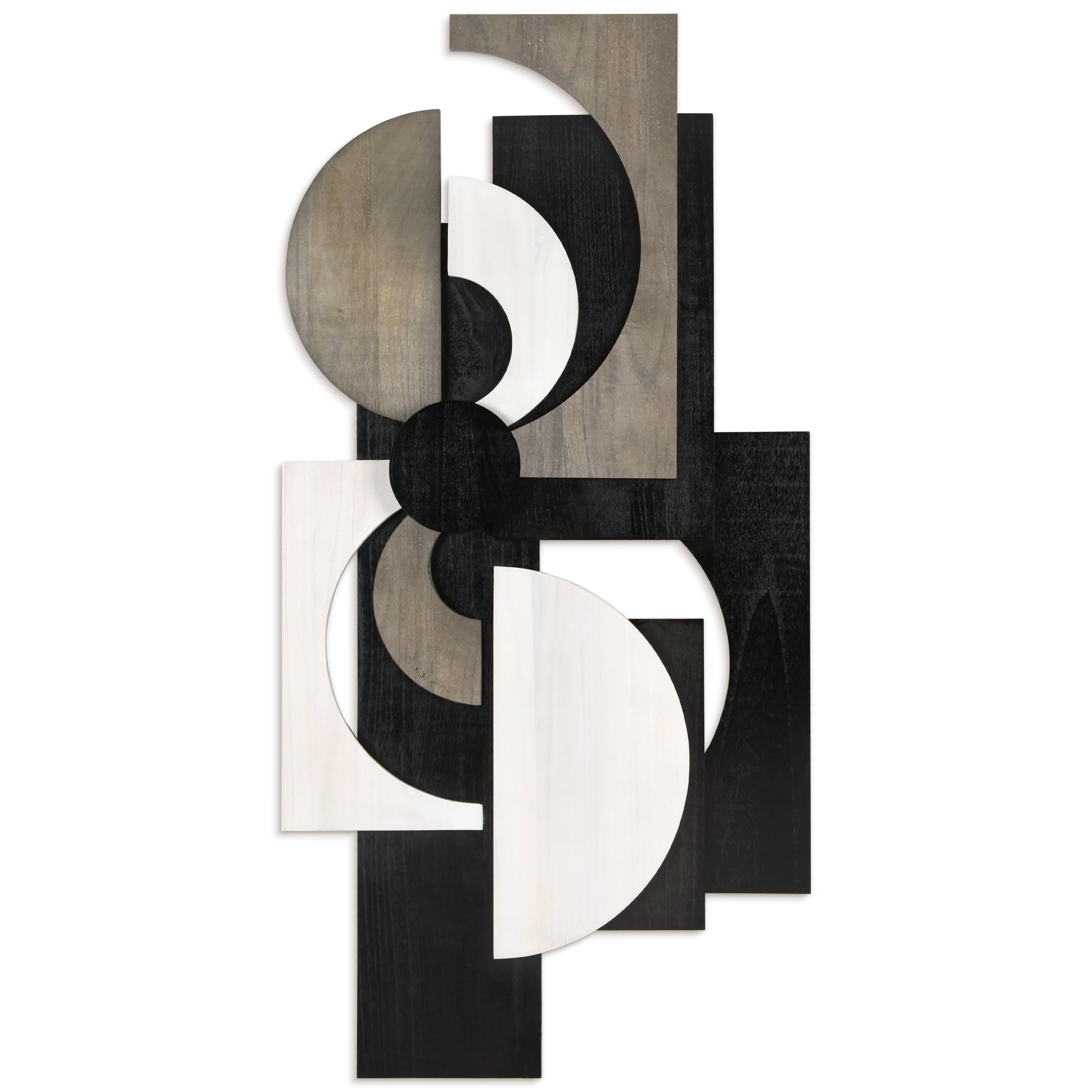 Luminus Dusk 48" x 24" Black and Gray Solid Wood Abstract Wall Art