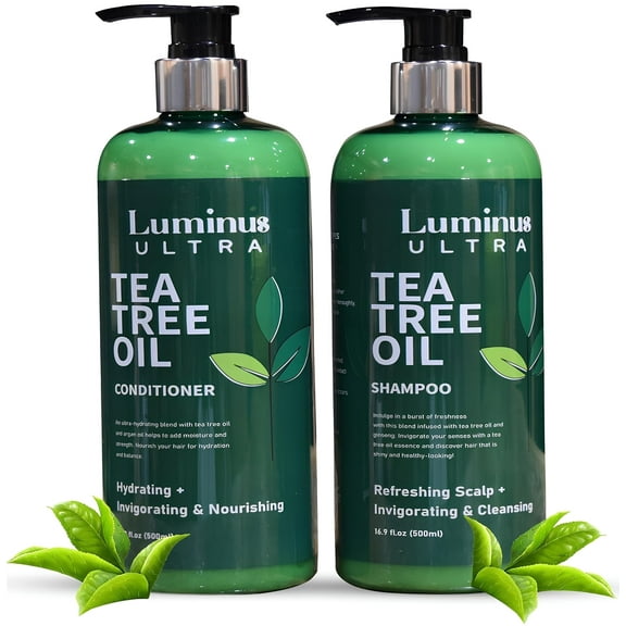 Luminus Ultra Tea Tree Shampoo and Conditioner Set - 100% Pure Tea Tree with Vitamin A/E for Itchy Scalp & Dandruff 16.9 fl.oz each
