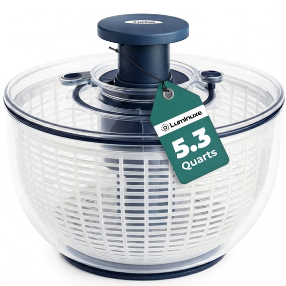 Luminuxe Salad Spinner Lettuce Spinner Vegetable Cleaner and Dryer, One-Handed Use, Built-in Draining System for Fresh, Crisp Clean Salad - 5.3 Quarts