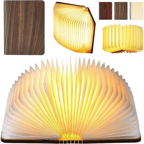 Lumio Book Lamp, Lumio Book Light, Night Light Lamp, Wooden Folding LED Book Light, Folding Book Light Lamp, Folding Portable Lamp, Folding Wooden 3 Colors Book Lamp Night Light-red Walnut