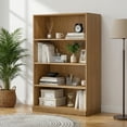 thumbnail image 1 of Lumioca 4-Tier Wooden Bookshelf, 49"H Bookcase with Adjustable Shelves (76lbs,Oak), 1 of 9