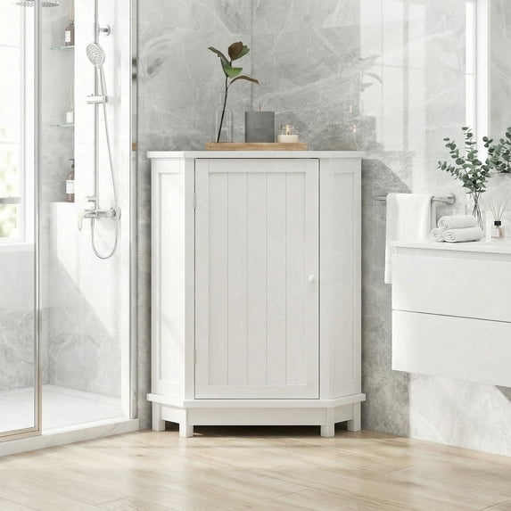 Lumioca Corner Cabinet for Bathroom, 31.4"H Triangle Storage Cabinet with Adjustable Shelves, Bathroom or Pantry