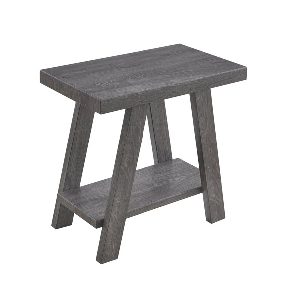 Lumioca Rustic Grey End Table with Shelf, Side Table for Living Room and Bedroom