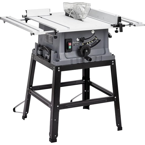 Memoryfield 10 Inch 15 Amp Portable Table Saw with Stand, 90°Cross Cut & 0-45°Bevel Cut, Adjustable Depth, Multifunctional Table Saw for Woodworking, Gray
