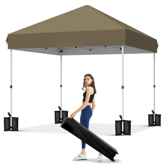 Lumiparty 10x10FT Pop Up Canopy Tent, Outdoor Waterproof Gazebo, Commercial Tent Shelter, for Backyard, Garden, Patio, Khaki