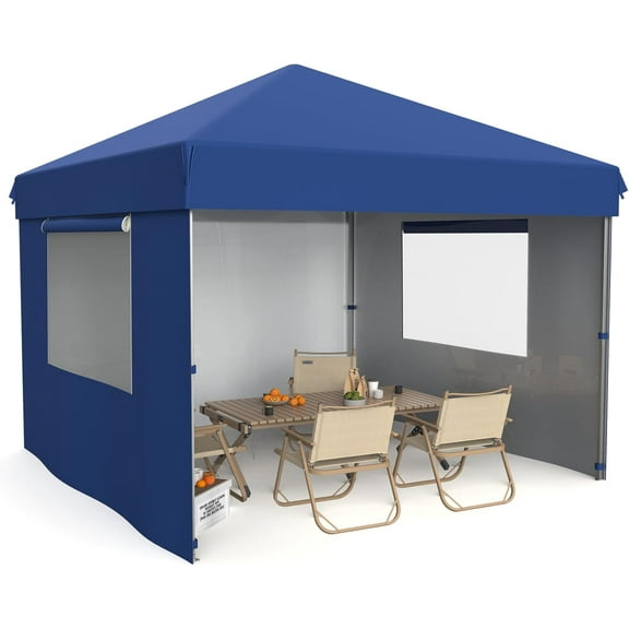 Lumiparty 10x10ft Pop up Canopy Tent, Outdoor Canopy with 3 Removable Sidewalls, Heavy Duty Commercial Instant Tent Shelter, Blue