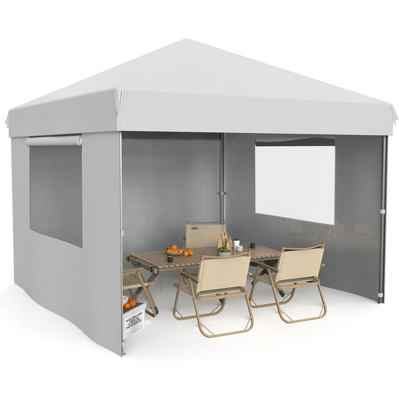 Lumiparty 10x10ft Pop up Canopy Tent, Outdoor Canopy with 3 Removable Sidewalls, Heavy Duty Commercial Instant Tent Shelter, White